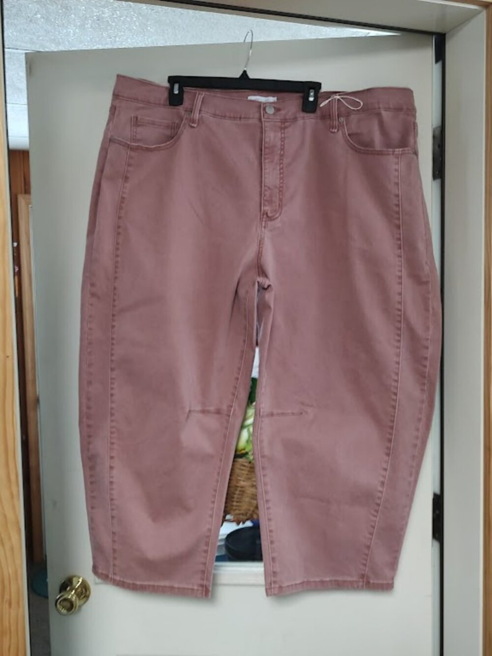 New Jessica Simpson Sunset Pink Cropped Barrel Jeans Size Women's 22W Plus - Picture 1 of 3